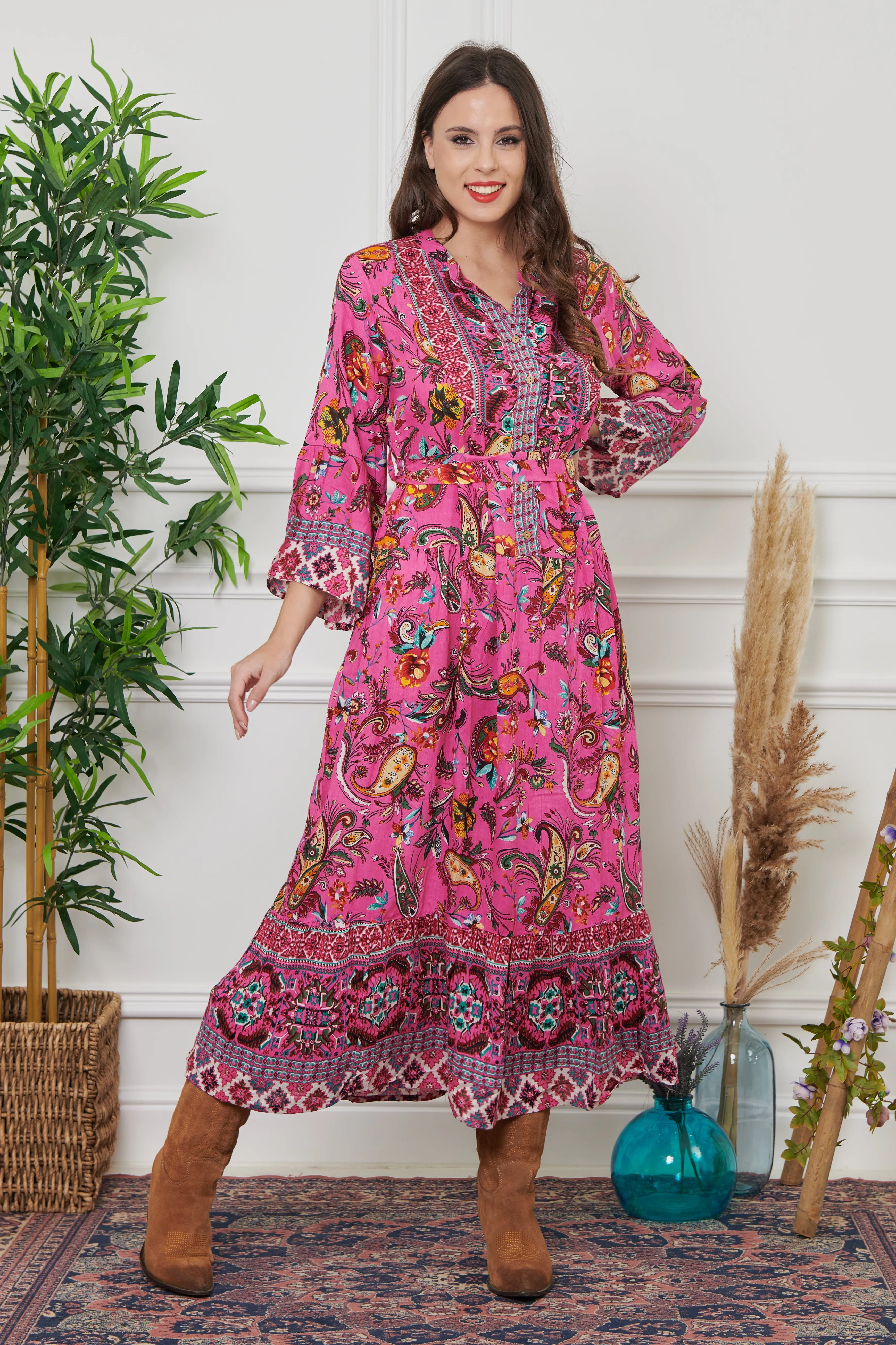 ABITO LUNGO FIORI JACQUARD