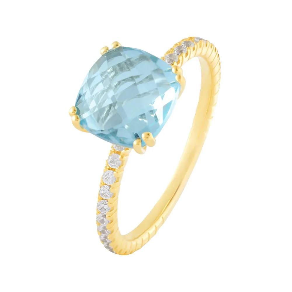 Anello Solitario Amélie Oro Giallo 375/1000 Topazio Sky Blue Cubic Zirconia Bianco 1423548