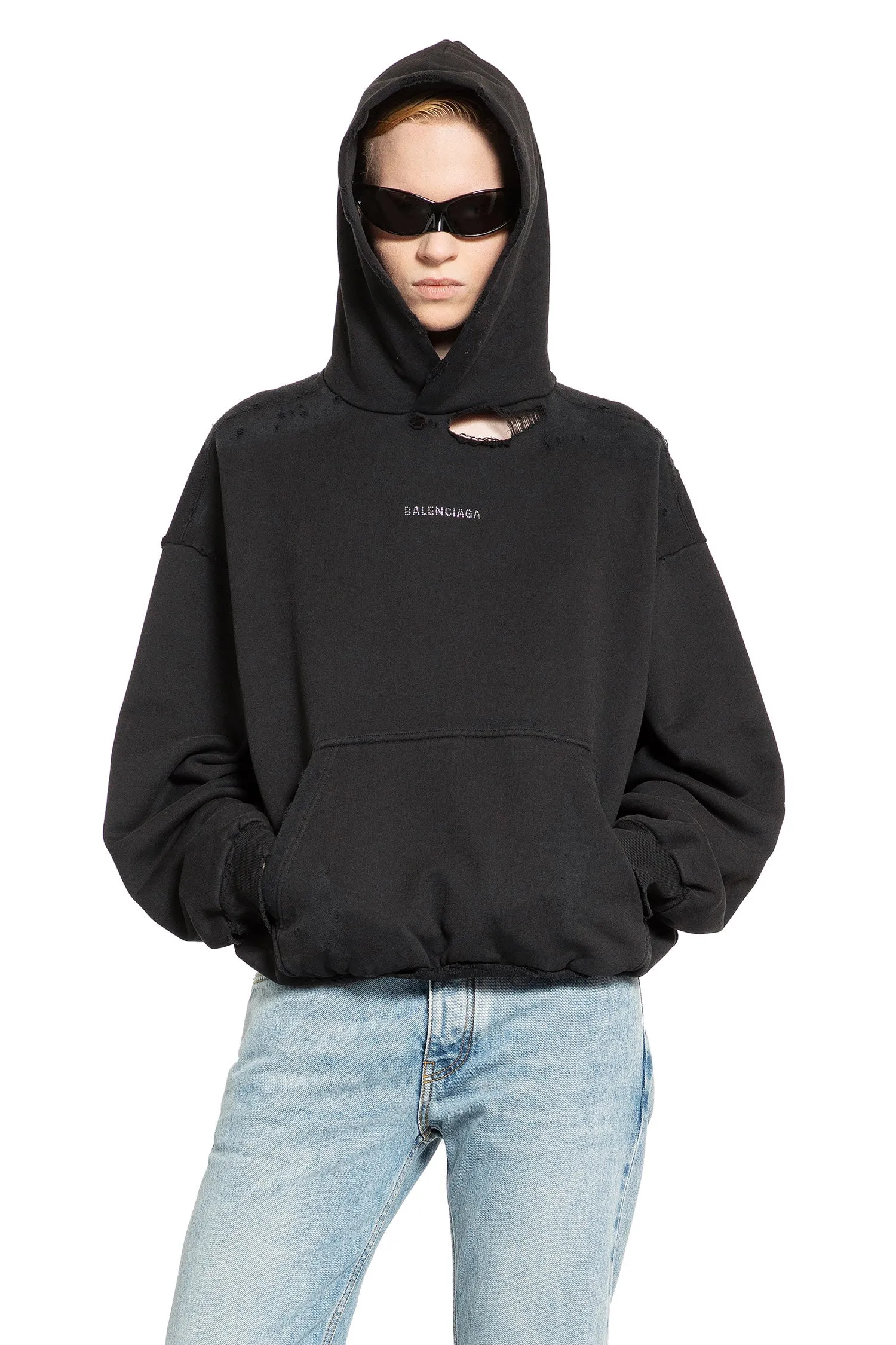 balenciaga  rhinestone balenciaga back medium fit hoodie 
