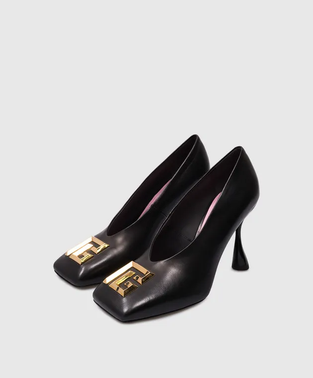 Balmain Décolleté EDEN in pelle nera con logo in metallo DN1UA031LNAP