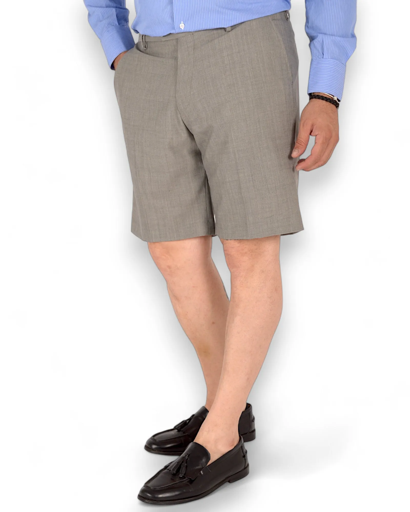 Bermuda fit sartoriale in fresco lana grigio