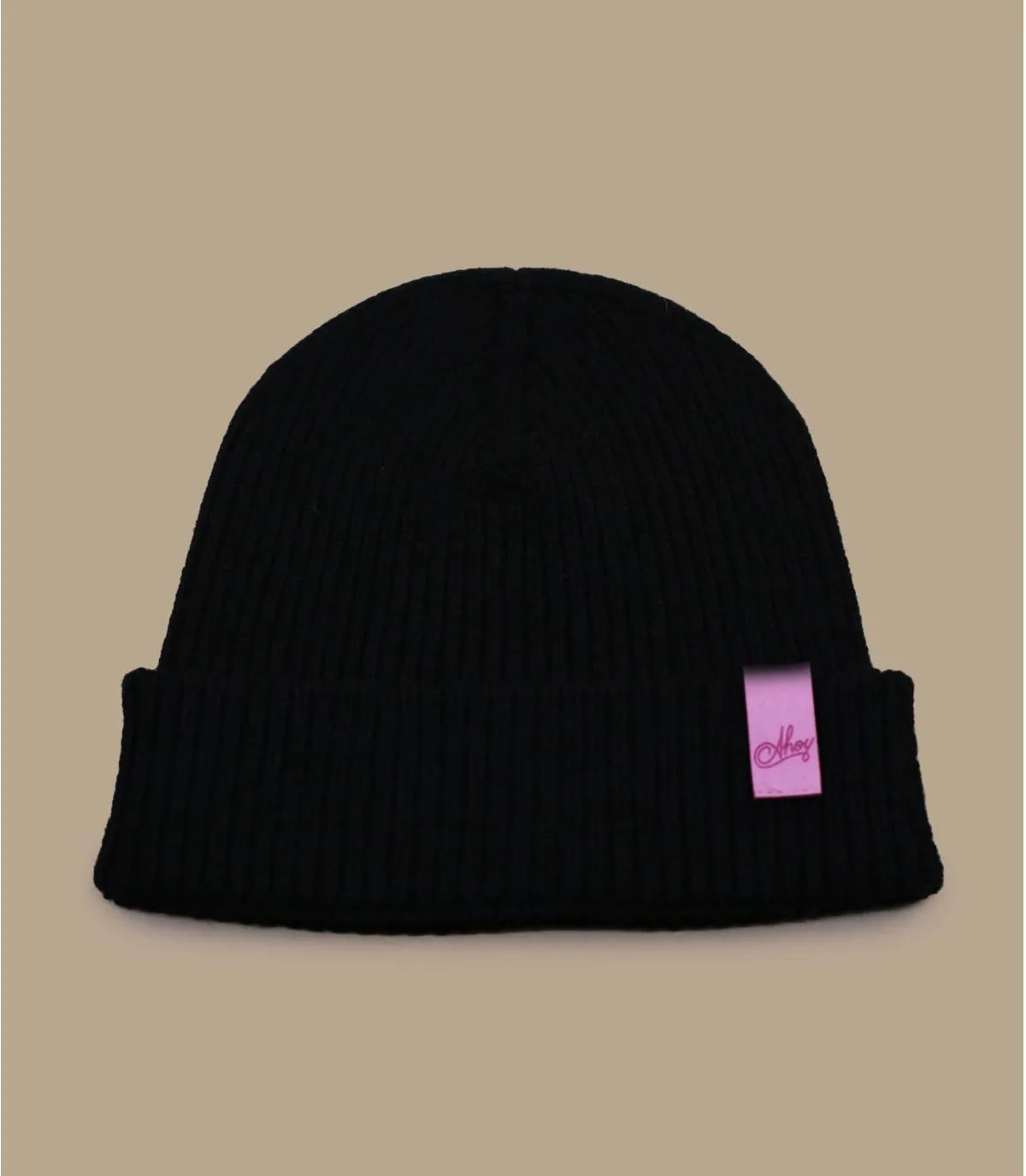berretto nero prodotto in FranciaBonnet Ahoy black pink     