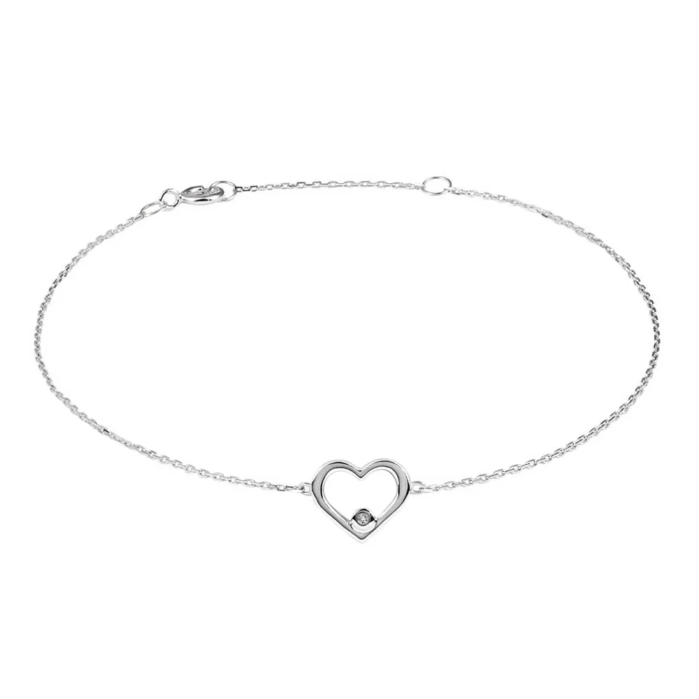 Bracciale Cuore Sophia Oro Bianco 375/1000 Diamante Bianco 0,004 ct 16 + 2 cm 1410335