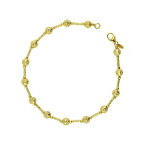 Bracciale in Oro Giallo 18k con palline e barrette alternate diamantate