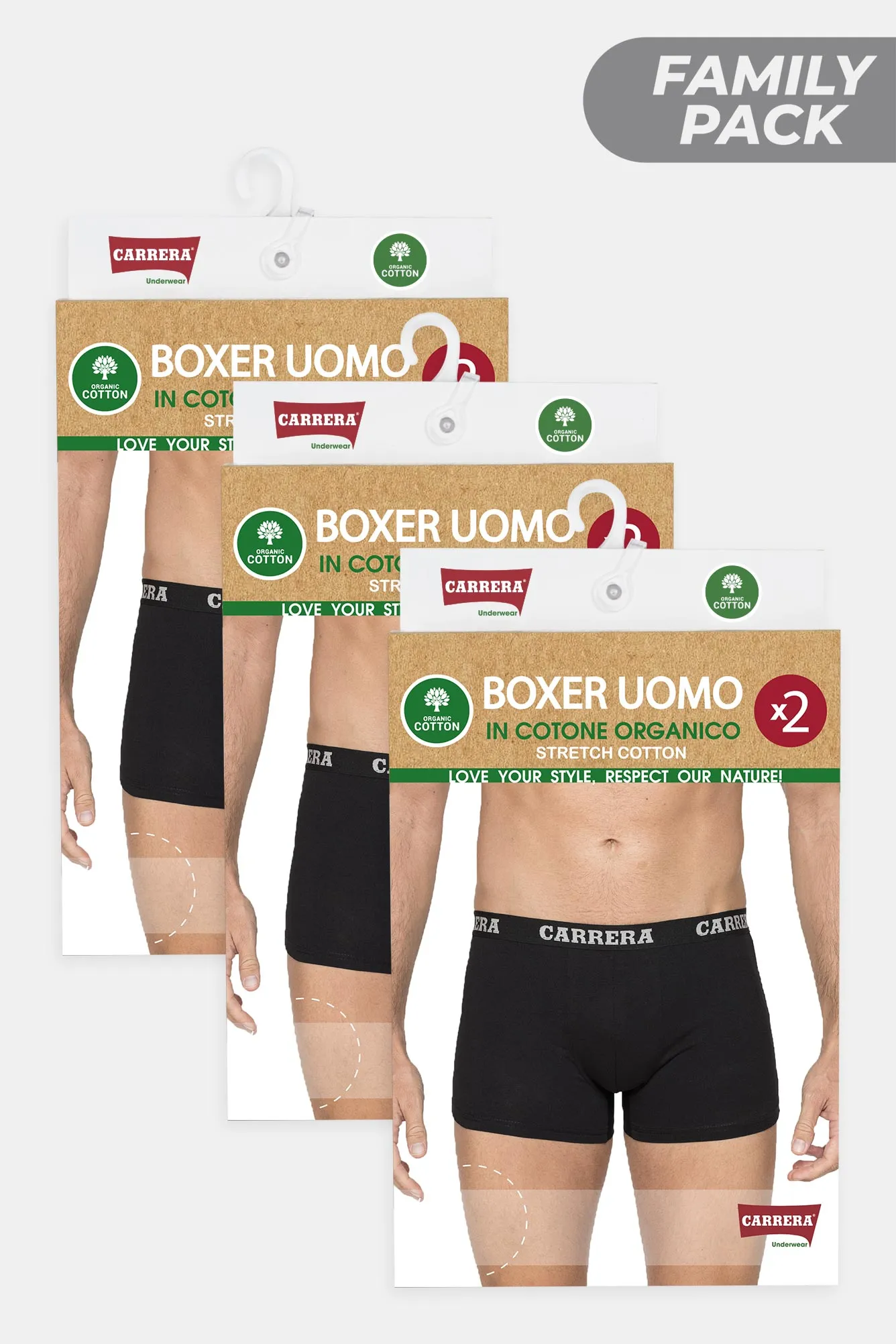 Carrera  ---------    ------------Confezione da 6 boxer uomo in cotone organico - nero