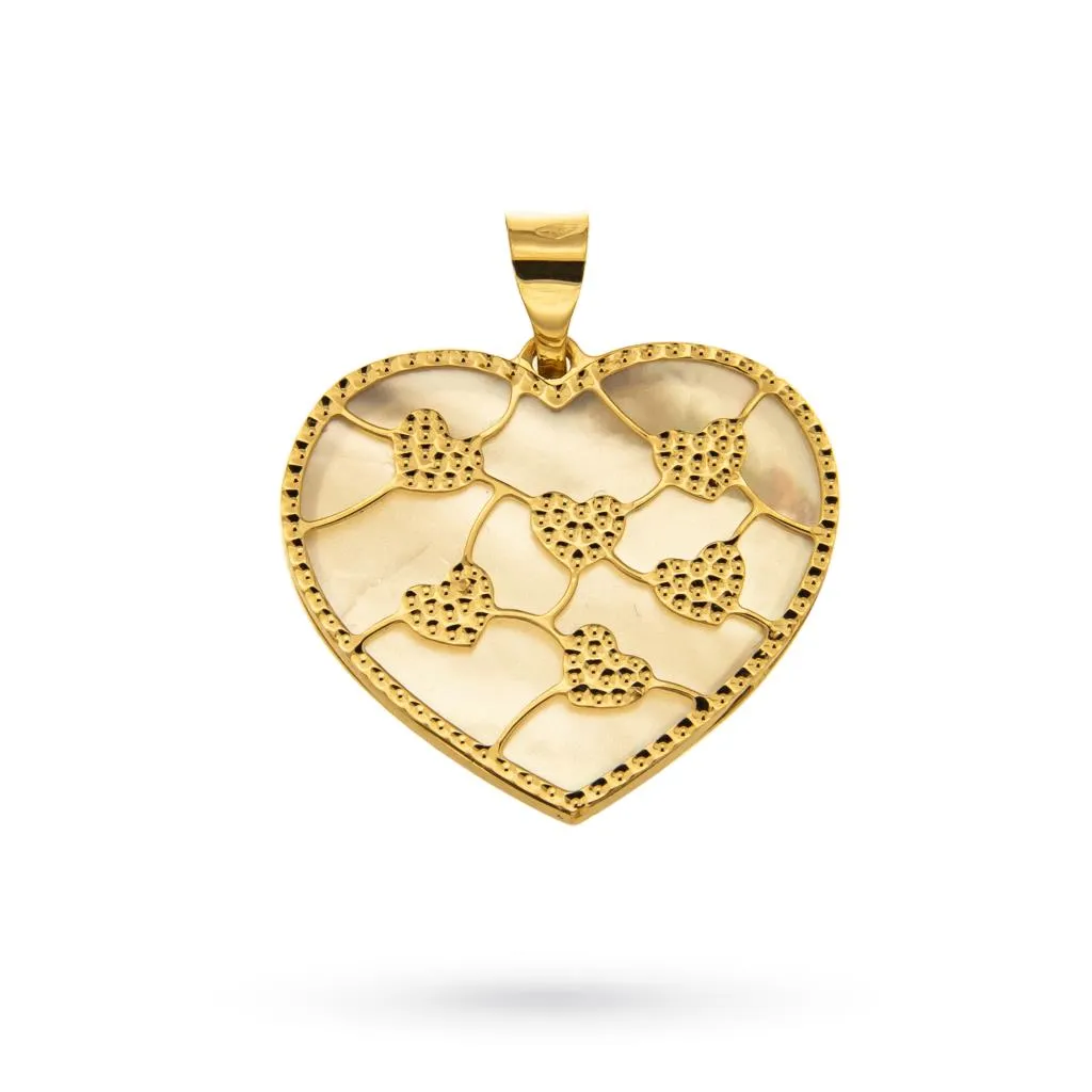 Ciondolo cuore in madreperla e oro giallo 18kt