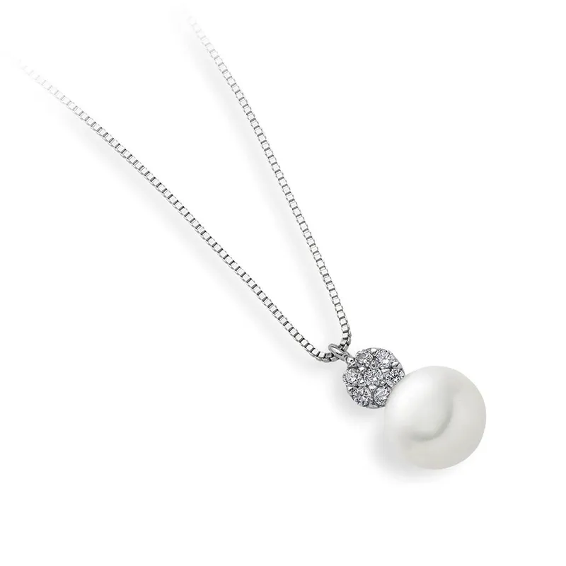 Collana con Perla in Oro Bianco – Ambrosia