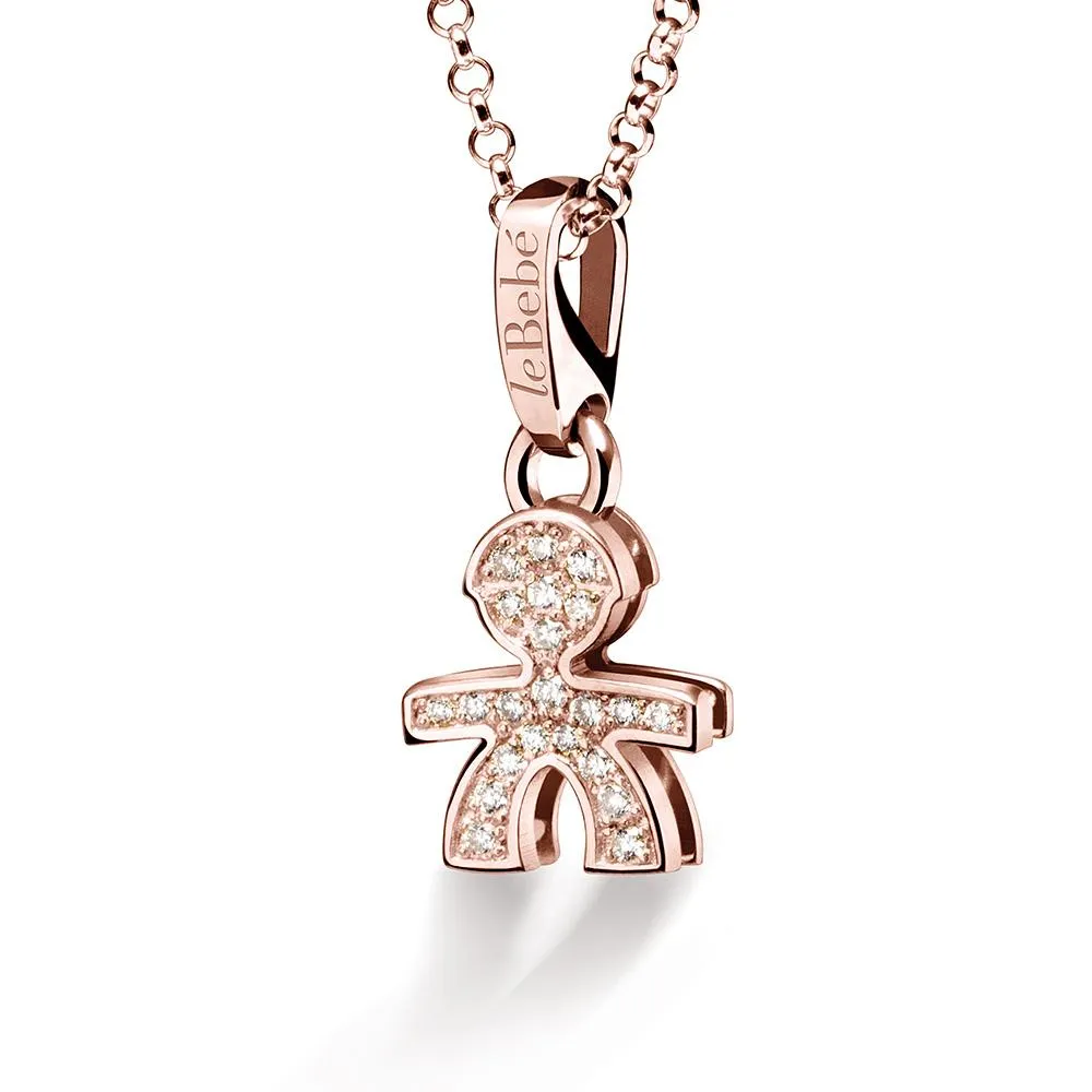 Collana leBebè LBB453 sagoma bimbo mini oro rosa diamanti ct 0,11