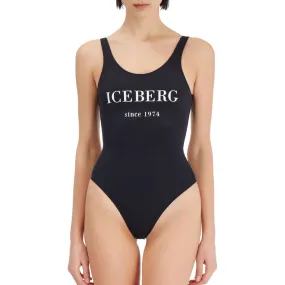Costume Intero Con Scritta Iceberg, Nero