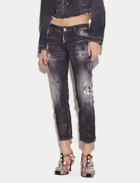 Dsquared2     Jeans Black Ripped Knee Wash Jennifer Cropped
