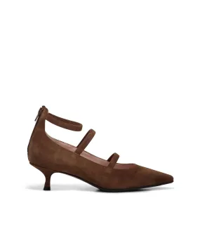 Décolleté fasce suede marrone