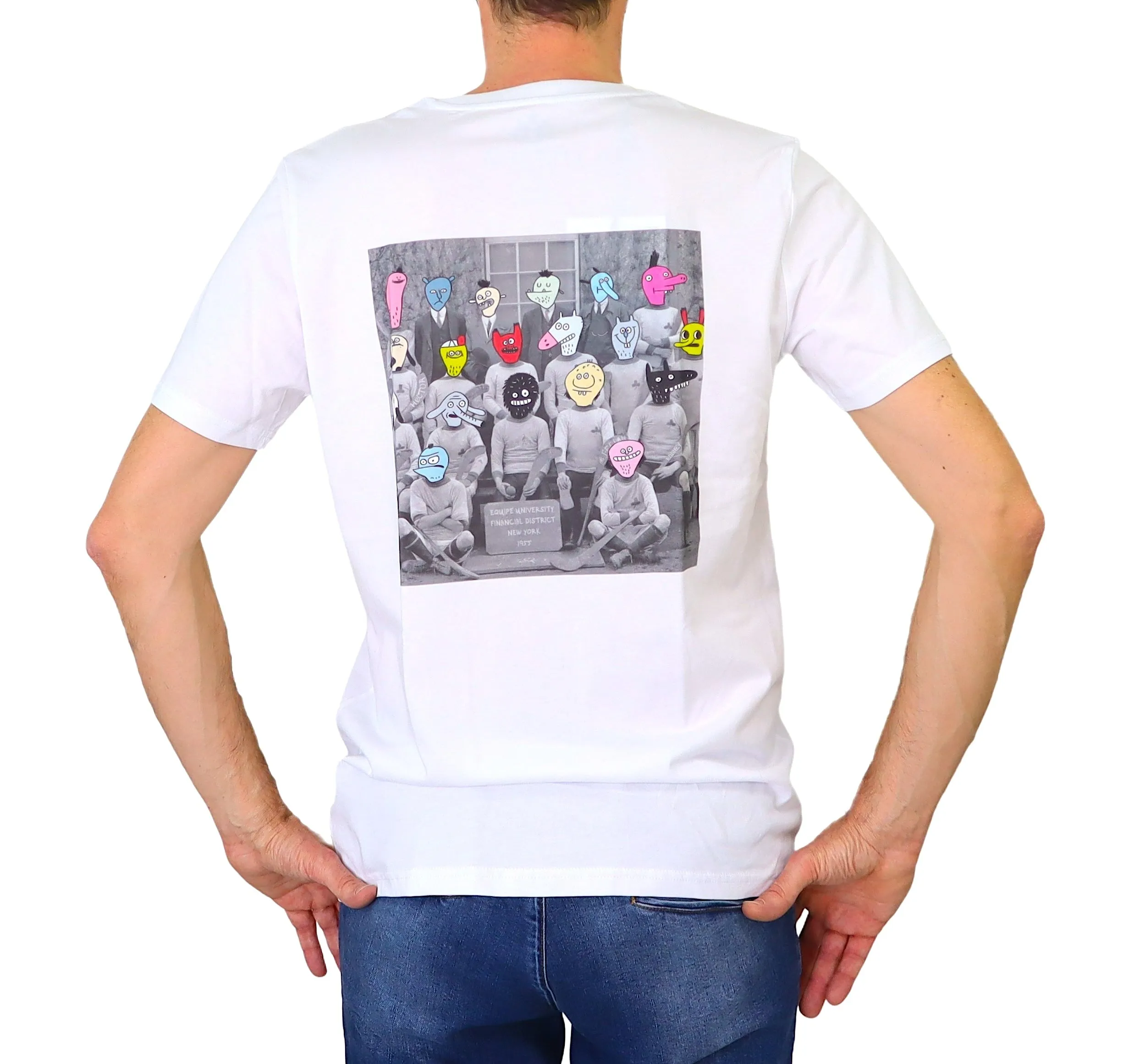 EQUIPE 55 t-shirt uomo cotone UTE 551 MILLIONAIRE BIANCO estate 2024