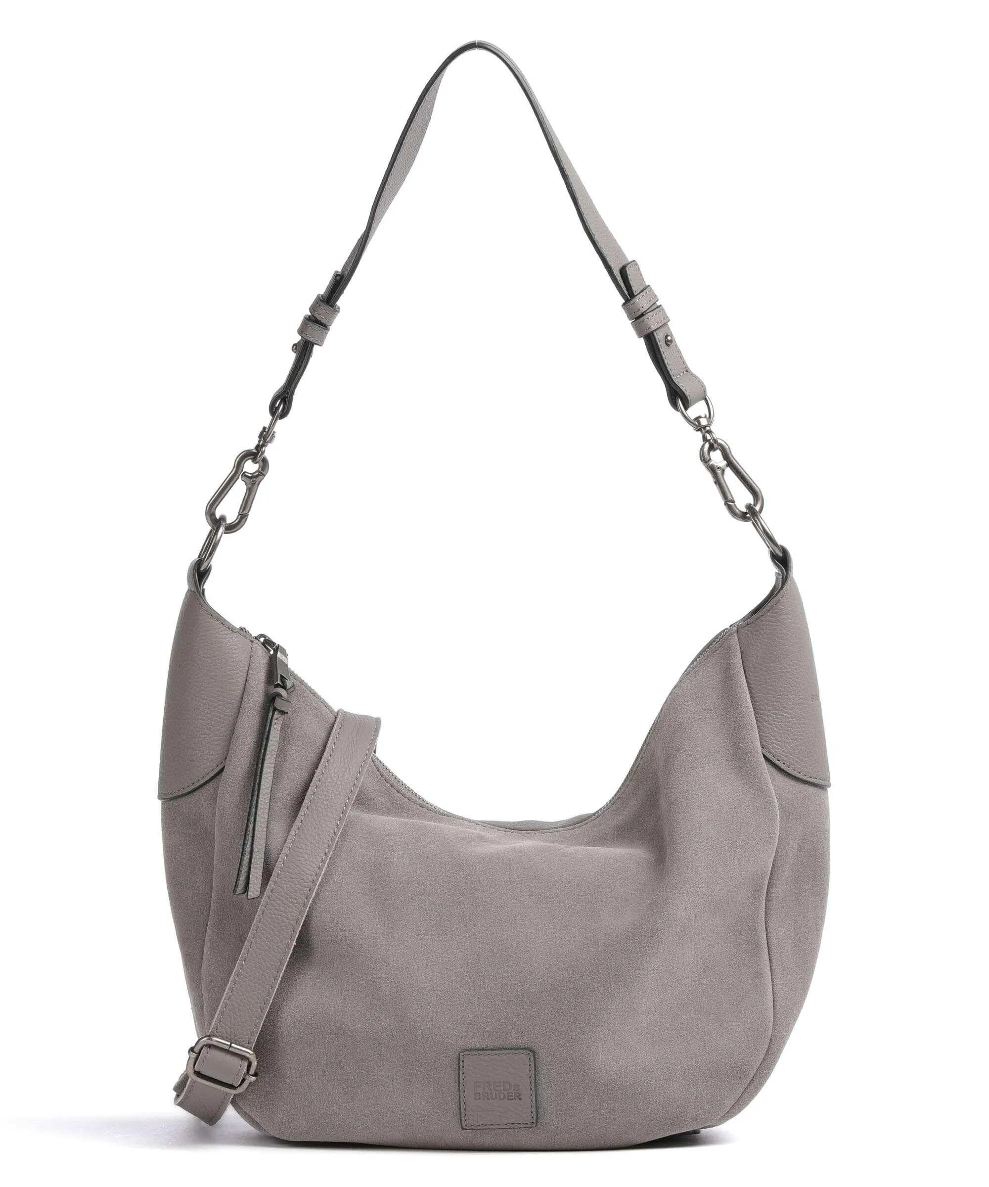  FredsBruder Sually Banana Shoulderbag Borsa hobo pelle scamosciata, pelle granulata grigio  
