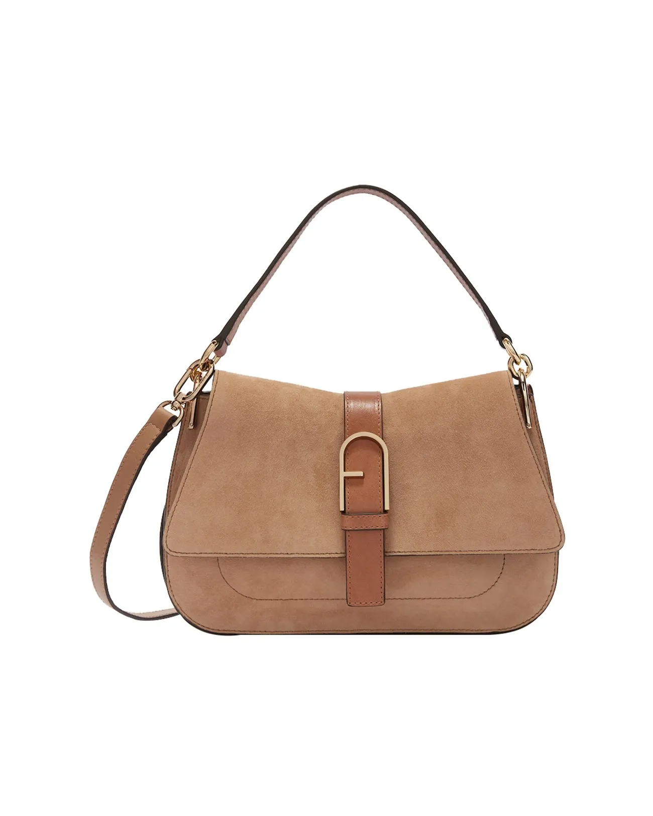 Furla - Borsa a mano in pelle scamosciata M Flow