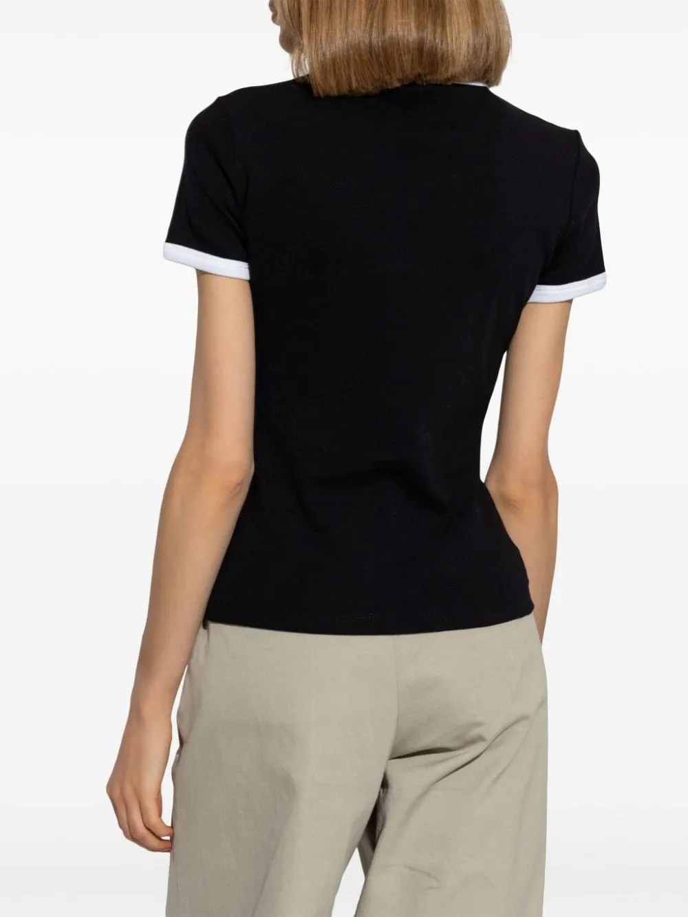 Kenzo T-shirt Nero Donna Fiore Boke Profili a Contrasto