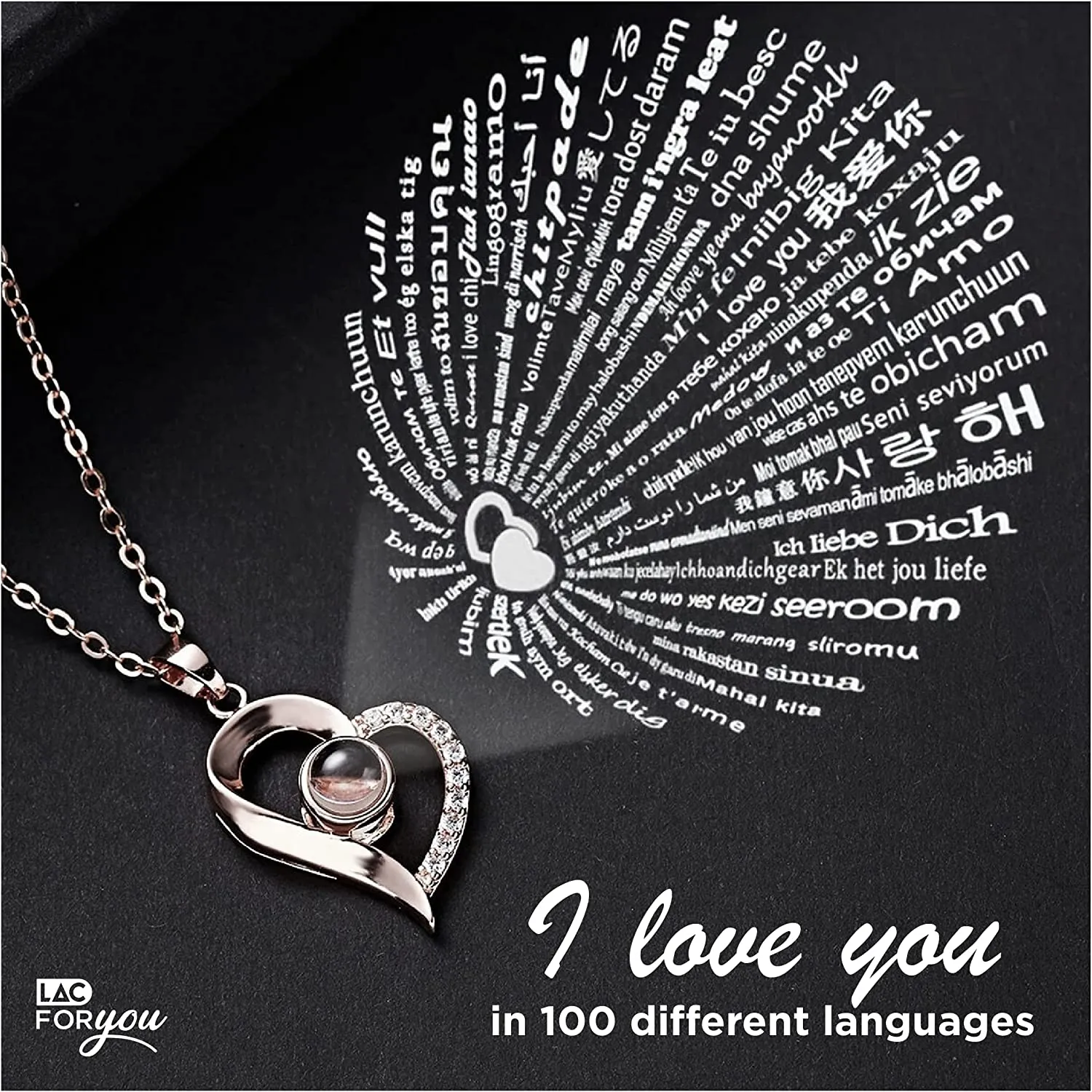 LAC Rosa Stabilizzata Vera con Collana | Rose Stabilizzate Idee Regalo Mamma Idee Regalo Donna Compleanno | Rosa Eterna Vera Ide