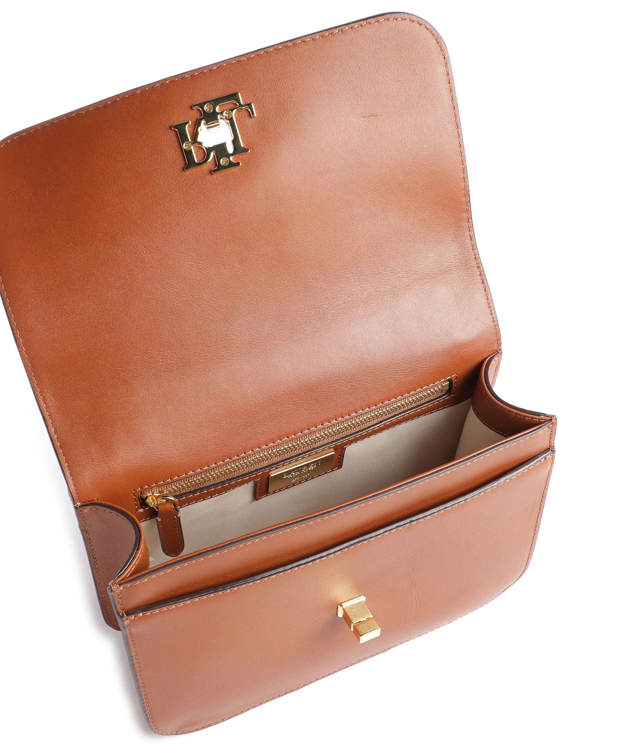  Lauren Ralph Lauren Sophee 22 Borsa a spalla pelle di vacchetta finemente grana tan  