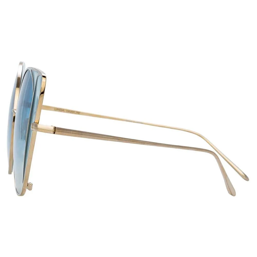 Linda Farrow - Occhiali da Sole Cat Eye 854 C7 - Oro Chiaro e Blu - Linda Farrow Eyewear