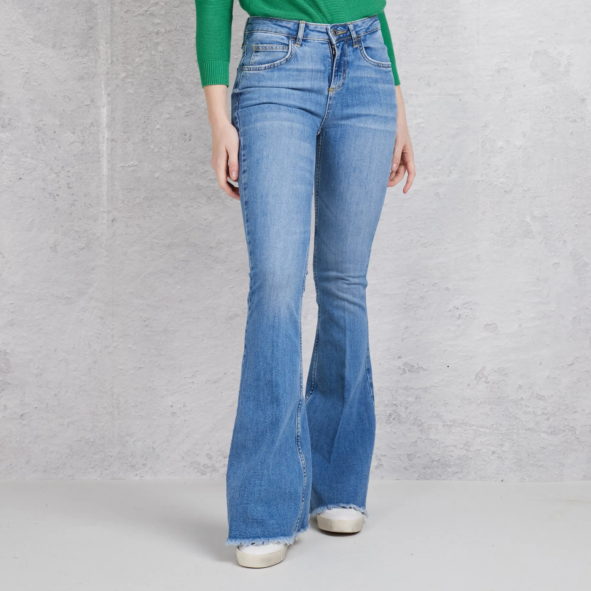 Liu Jo Jeans Bottom Up Cropped Blu Donna