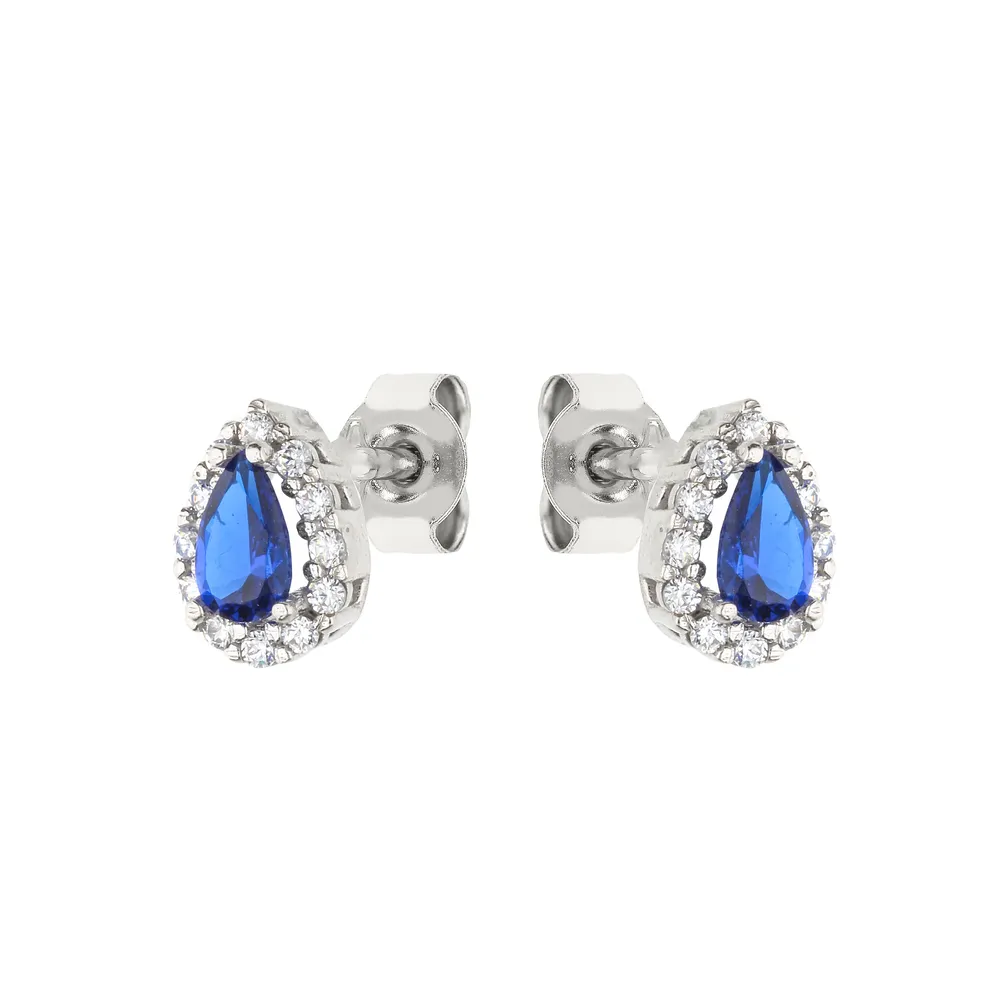 Orecchini Cuore Zaffiri in Oro Bianco 18kt