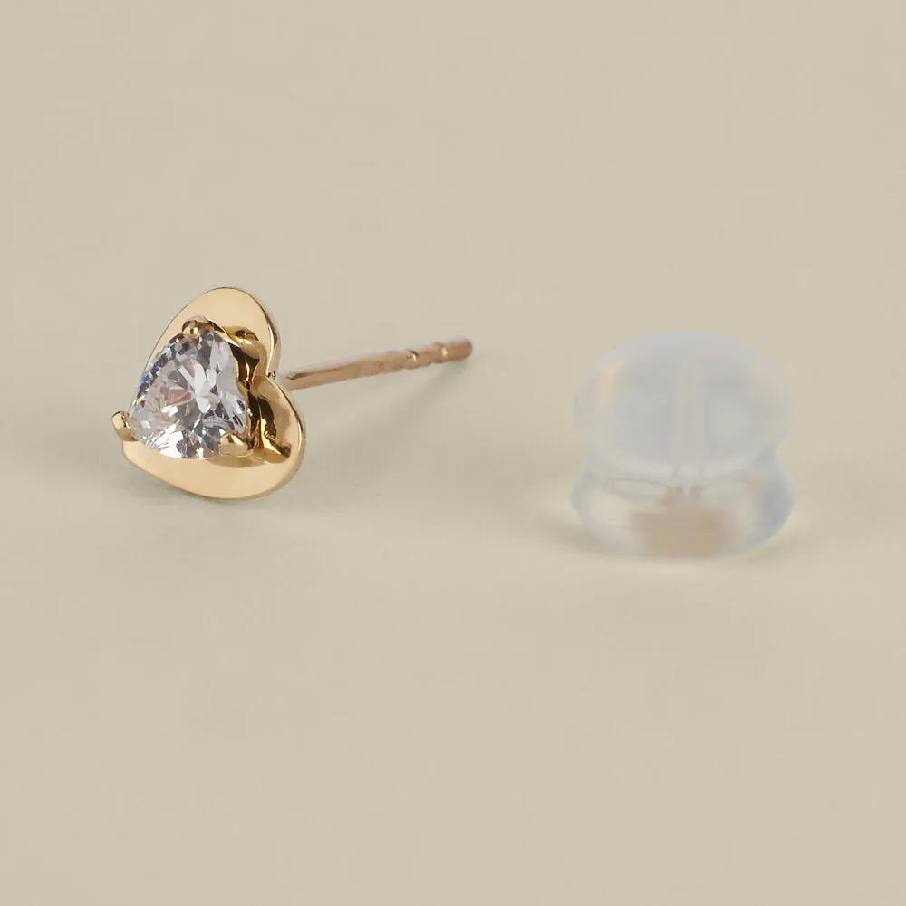 Orecchini Lobo Cuore Bon Ton Oro Giallo 375/1000 Cubic Zirconia Bianco 1401122