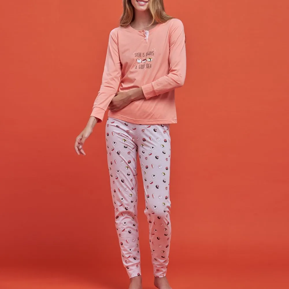 pigiama da donna 7683 sushi manica lunga noi di notte 