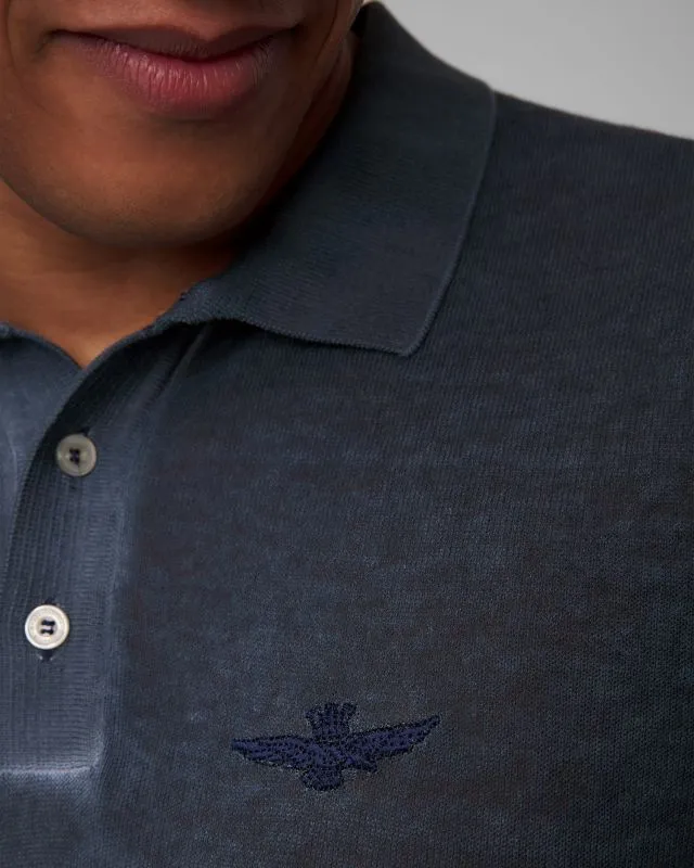 Polo blu scuro da uomo Aeronautica Militare
