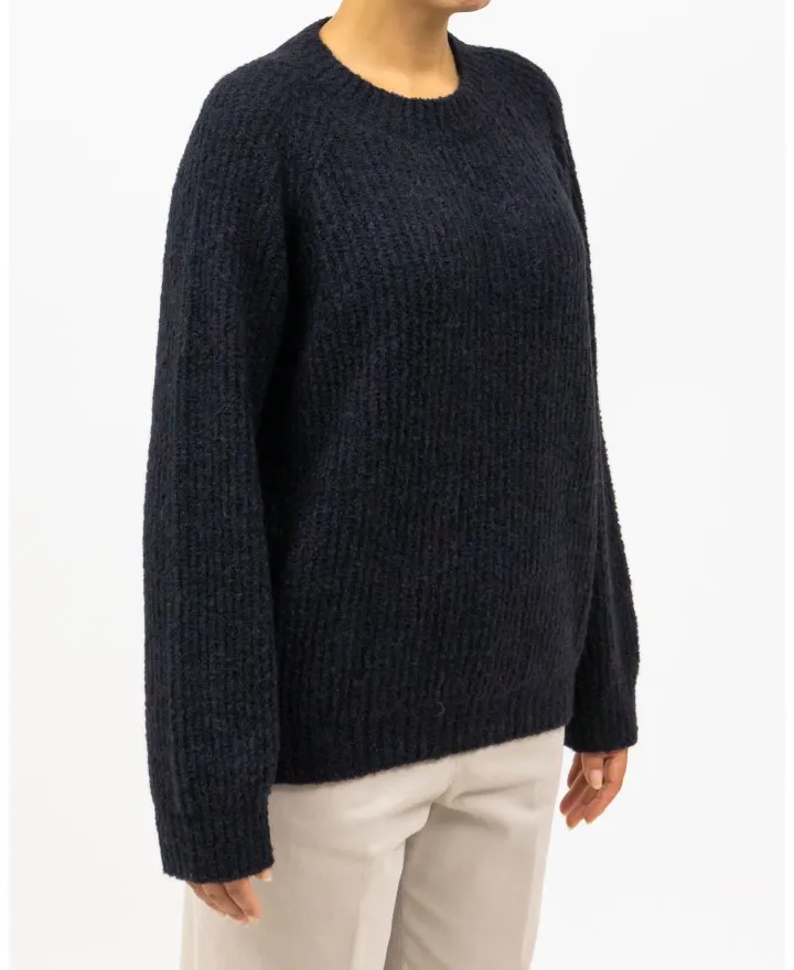 Roberto Collina - Maglia Girocollo Alpaca Bouclé Nera Donna