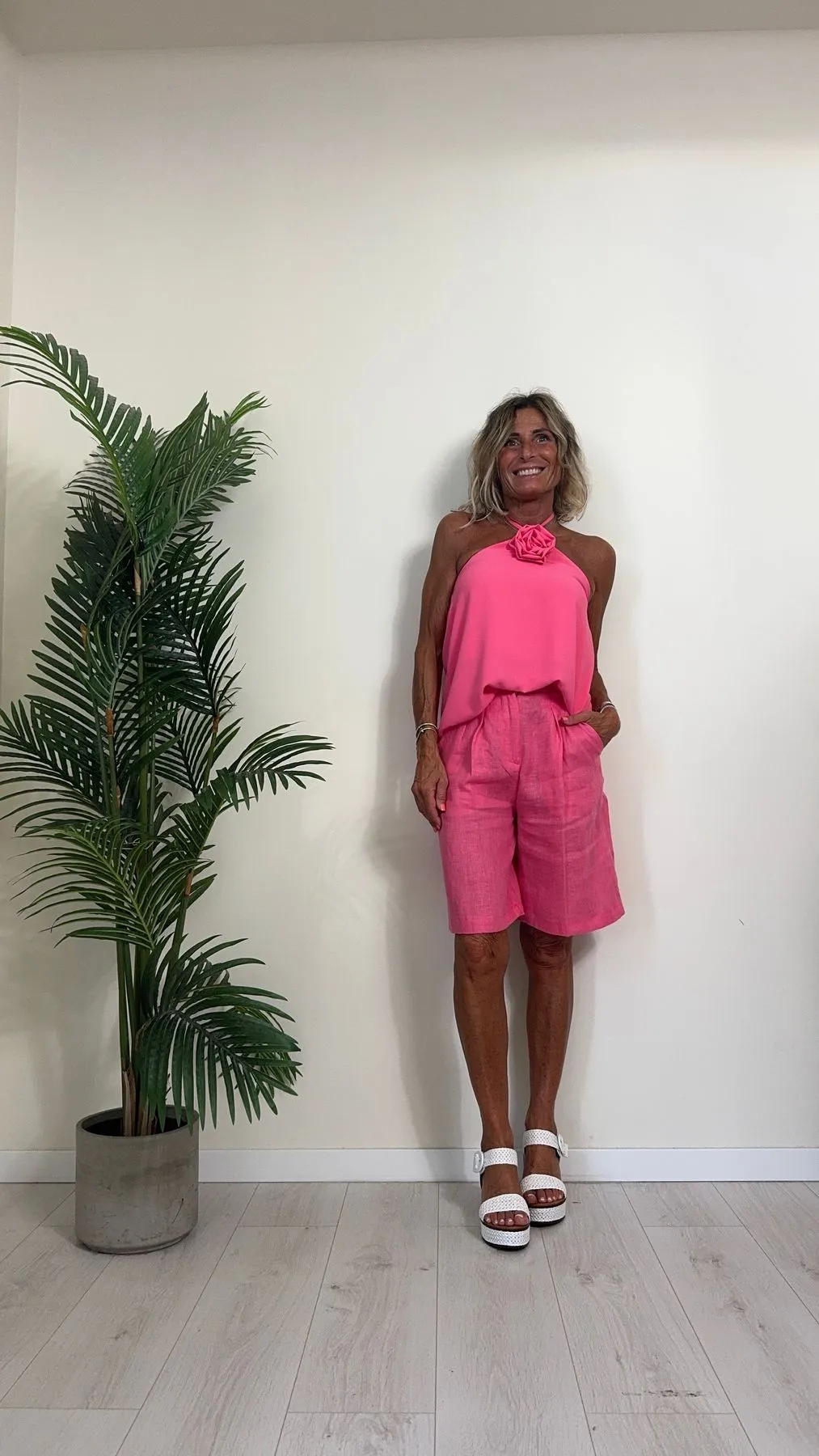 SUSYMIX - T4548RA30 - TOP FLUIDO COLLARINO CON ROSA