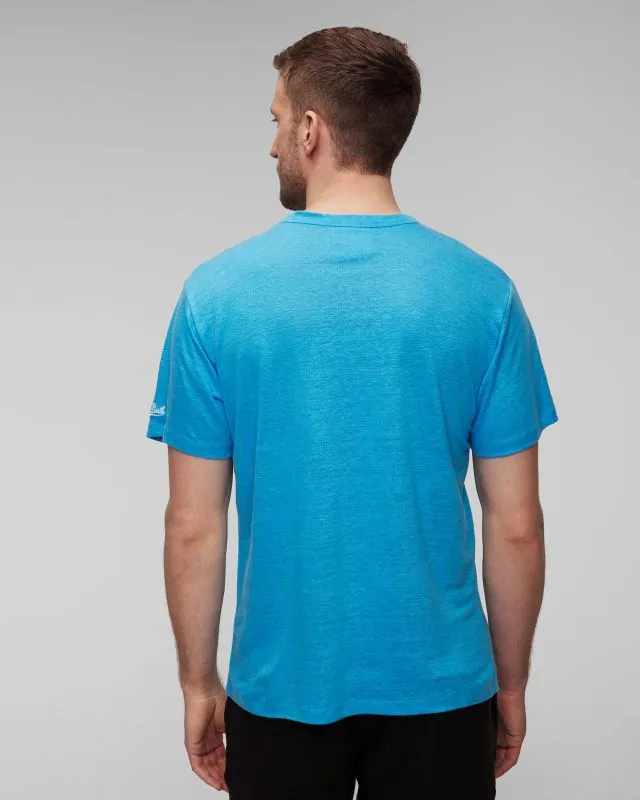 T-shirt blu di lino da uomo MC2 Saint Barth