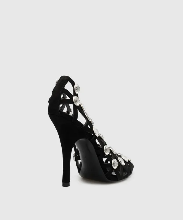 The Attico Décolleté Grid nere con strass 236WS744L007R