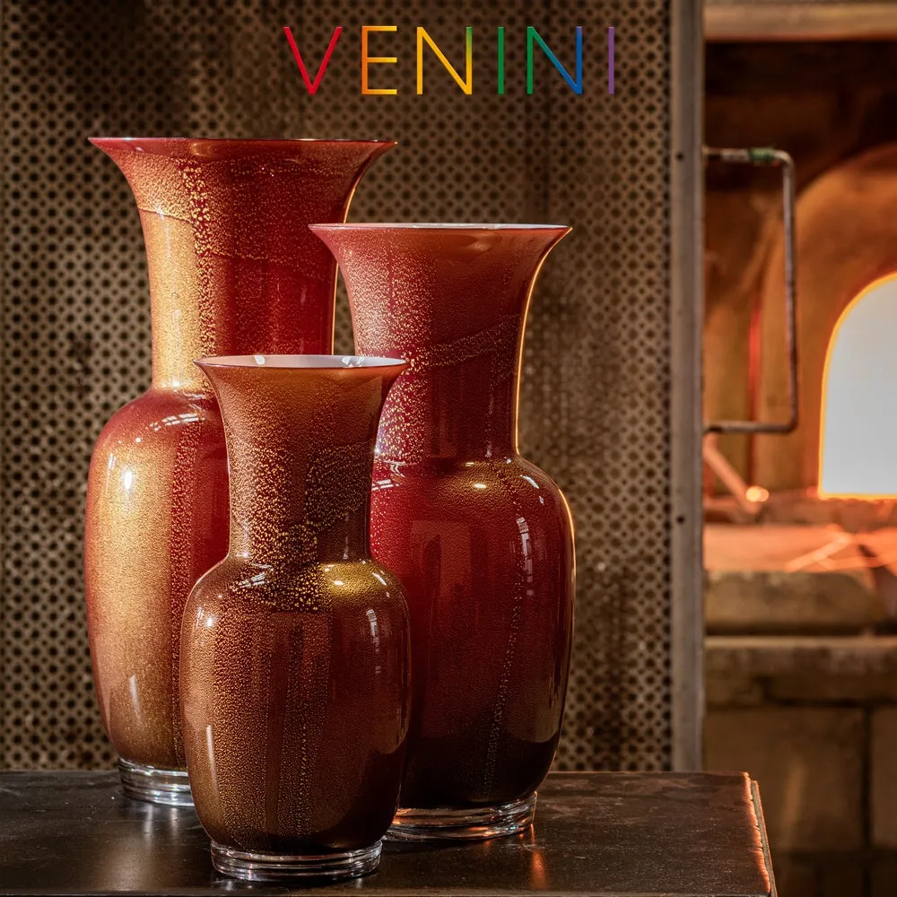 Vaso Venini Opalino Rosso Sangue di Bue/Rosa Cipria Piccolo 30 cm 706.38