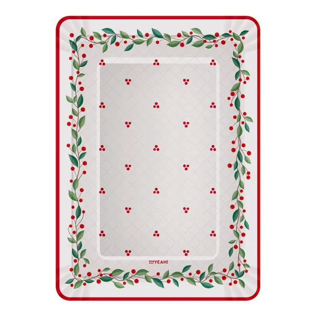 Vassoio di Natale rettangolare con fiori di vischio 25 x 34 cm - 2 pz.