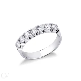 Veretta A 7 Pietre In Oro Bianco 18k Con Diamanti, Ct. 0,70