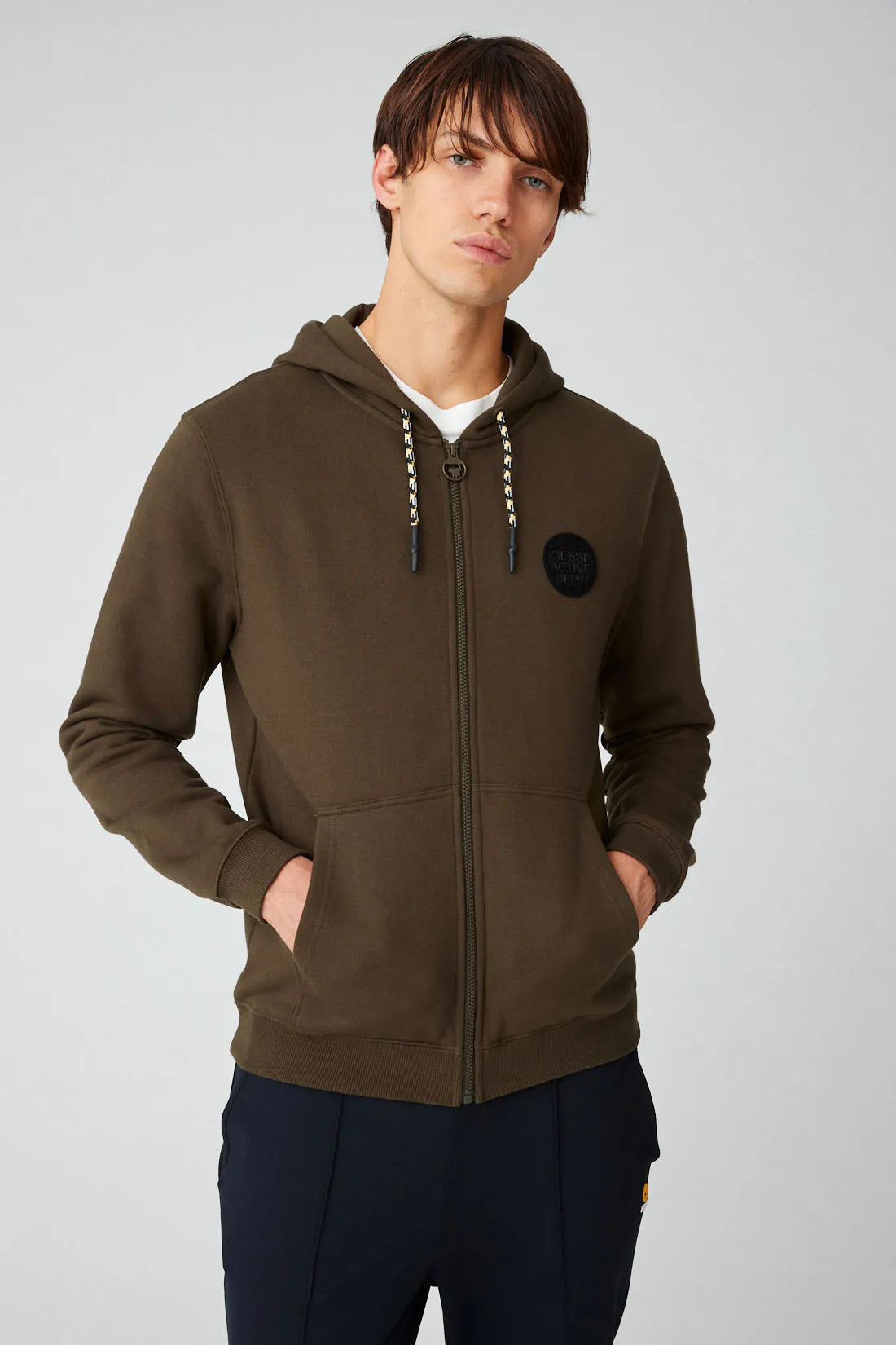WARNER – Felpa verde militare con cappuccio